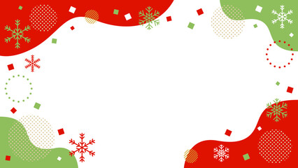 ウィンター 雪 結晶 抽象的な幾何学模様のフレーム素材 背景素材 16:9サイズ ベクター レッド グリーン	