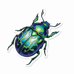 Vibrant Beetle Illustration with Iridescent Colors