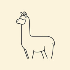 Simple Line Art Illustration of Llama