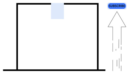 Social media marketing, user engagement, content creation, digital advertising, online promotion, subscription growth. Blue subscribe button with upward arrow. Social media marketing and user