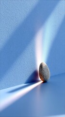 Stone illuminated by light in blue space
