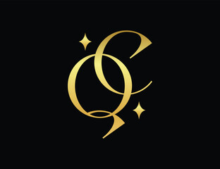 Letter EQ/QE Logo Design Gold