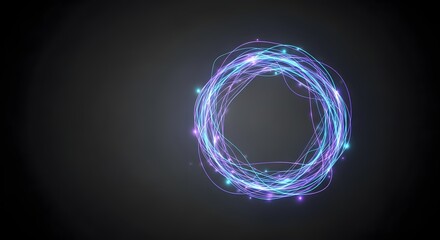 Abstract glowing circle light trails neon futuristic technology background design element concept