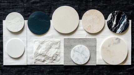 Stone Samples Arranged on Fabric for Design