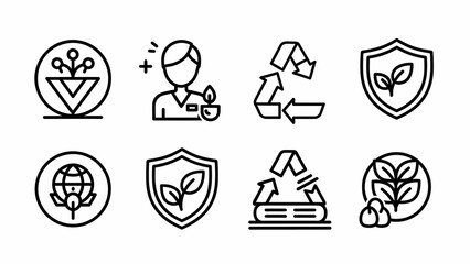 Eco-Friendly Line Icons Nature, Recycle, and Sustainability