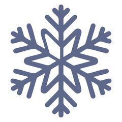 A single stylized snowflake with six points in a muted blue color on a plain white background image view