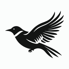 Obraz premium Flying Bird Silhouette Vector – Elegant Minimalist Winged Design