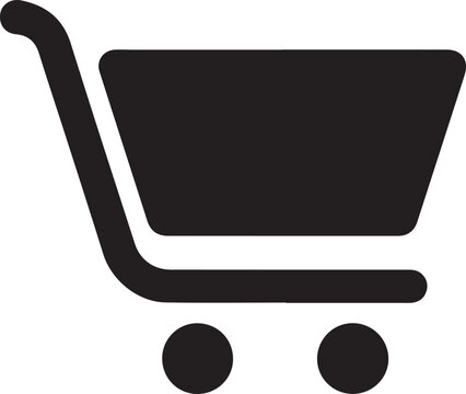 Shopping Cart Icon Silhouette, Retail Trolley Vector, Ecommerce and Store Symbo