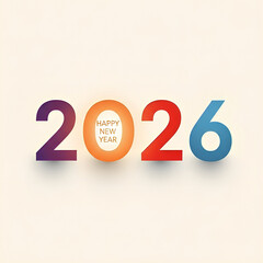 Happy New Year 2026 Watercolor Design