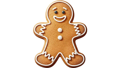 Fototapeta premium Delicious traditional gingerbread man cookie isolated for Christmas holiday celebration marketing isolated PNG with Transparent Background