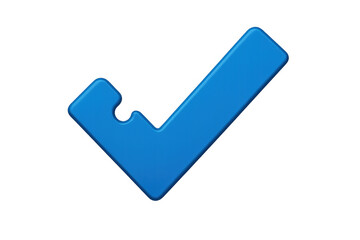 Blue 3d check mark icon symbolizing agreement, validation, confirmation, and task completion. Transparent background