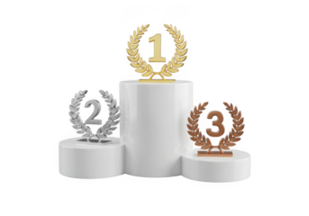 Podium with gold silver and bronze medals isolated on transparent background for success and competition