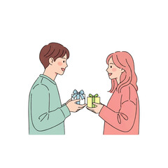 Fototapeta premium Happy Couple Exchanging Gifts on Special Occasion.