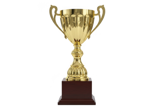 Golden trophy isolated on transparent background for award ceremony and competition victory - Powered by Adobe
