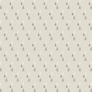 Minimalist Christmas Tree Seamless Pattern Winter Holiday Background Design, vector illustration.
