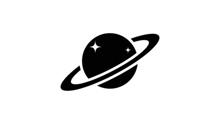 Saturn planet icon with stars in space.
