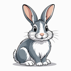 Obraz premium A charming and adorable gray rabbit cartoon character with big ears, perfect for children's books, animations, or playful merchandise aimed at young audiences.