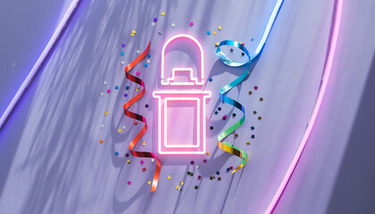 Celebrate Good Times with a Festive Neon Lantern, Perfect for Party Invitations, Event Announcements, and Joyful Decorations Featuring Colorful Confetti