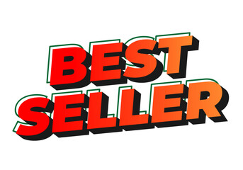 Stylized text graphic featuring the words Best Seller in bold, colorful typography with a shadow eff