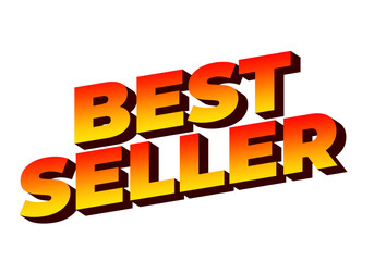 Bold text design featuring the words best seller in a gradient of yellow to orange with a shadow eff