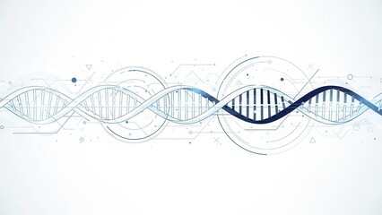 Abstract dna strand structure with geometric elements representing science and technology.