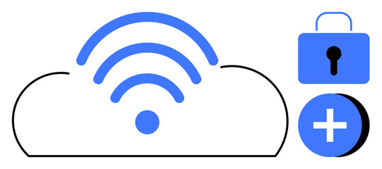 Cloud storage concept. Cloud storage with wireless connectivity, data security lock, and additional features. Cloud storage enables secure file sharing and seamless online accessibility. For IT