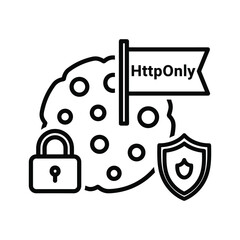 HttpOnly Cookie Security Icon with Padlock and Shield