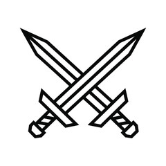 Fototapeta premium Crossed Swords Icon Outline