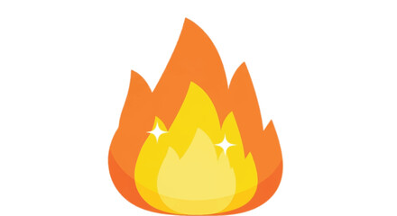 Vibrant flame illustration with bright yellow and orange hues.