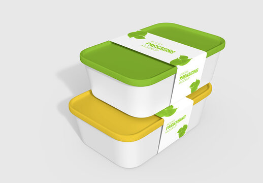 Stacked Food Box Label Mockup
