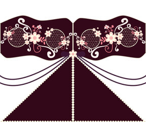 Abstract purple and Pink floral ornament with a decorative silhouette butterfly illustration vector pattern for holiday card and fabric.Native American tribal fabric.picture books,Wallpaper background