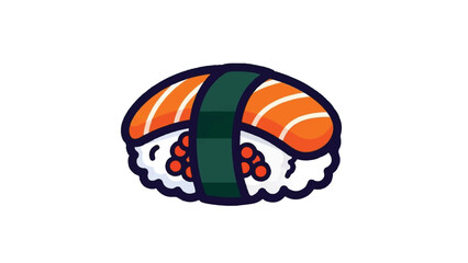 Cartoon Salmon Nigiri Sushi with Seaweed and Rice.