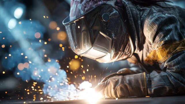 女性が精密な溶接作業に集中する瞬間