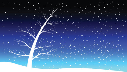 Winter landscape background, falling leaves, Christmas, snow