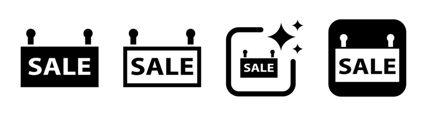 Sale icon for business marketing and media on a transparent background in black vector illustration