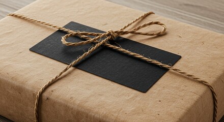 Rustic Kraft Gift Wrapping with Twine Ribbon & Black Tag for Special Occasions