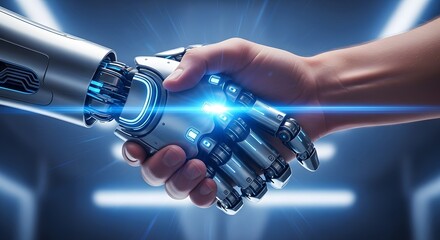 Robotics handshake future innovation technology automation ai partnership collaboration synergy connection
