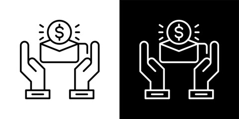 Envelope icon set in outline black and white style vector illustration