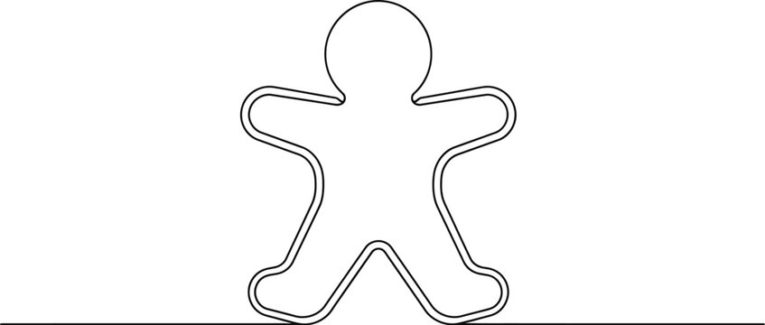 Minimalist gingerbread man outline on white background for holiday designs