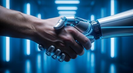 Artificial intelligence robot handshake technology collaboration partnership future innovation