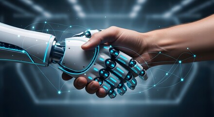 Robotics ai handshake technology future automation innovation digital transformation connection collaboration