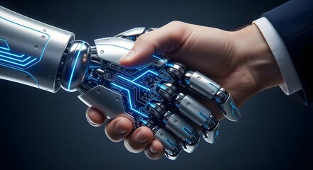 Robotics automation artificial intelligence handshake future technology connection partnership innovation