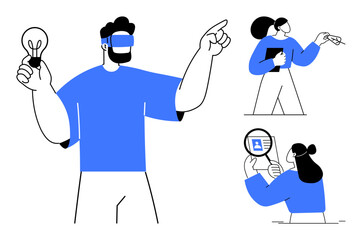 Technology concepts. Technology showcased through virtual reality, innovation, and research activities. Technology drives creativity, education, scientific progress, and digital transformation