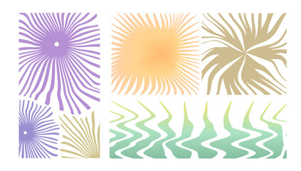 Abstract Wavy Line Pattern Set | Sunburst, Gradient Waves, Retro Geometric Backgrounds