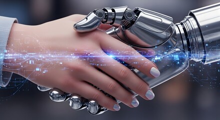 Robotics automation technology ai artificial intelligence future innovation handshake collaboration