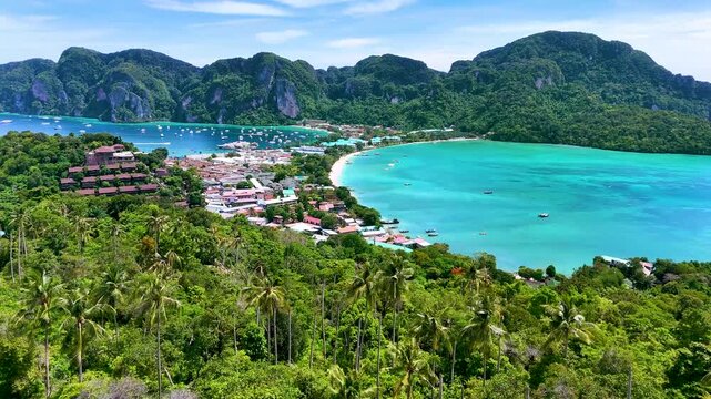 Aerial view of the Phi Phi Island in the Krabi Province, Thailand