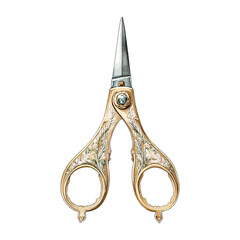 Detailed Vintage Gold Ornate Embroidery Scissors Vector Illustration