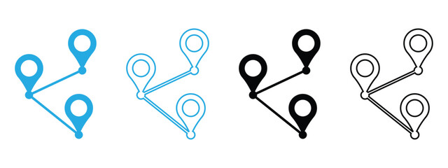 Location & Travel Icon Set – Vector Map Pins, GPS, Compass, Airplane Routes, and Navigation Symbols