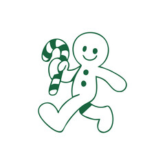Cheerful Gingerbread Man with Candy Cane