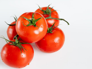 Fresh Red Tomatoes on Vine Isolated on White Background